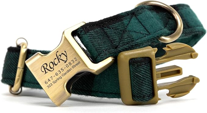 Personalized Dog Collar with Name and Phone Number Engraved,Adjustable Custom Puppy Collar,Organic Cotton Pet Collar for Small Medium Large Boy Girl Dogs