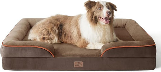 Bedsure Orthopedic Dog Bed for Extra Large Dogs - XL Washable Dog Sofa Beds Large, Supportive Foam Pet Couch Bed with Removable Washable Cover, Waterproof Lining and Nonskid Bottom, Brown