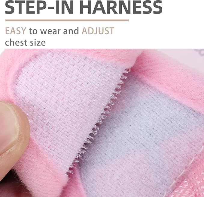 PUPTECK Soft Mesh Dog Harness and Leash Set Step-in Plaid Puppy Padded No Pull Vest Harness for XS Small Medium Sized Dogs Cats Outdoor Walking, Pink L