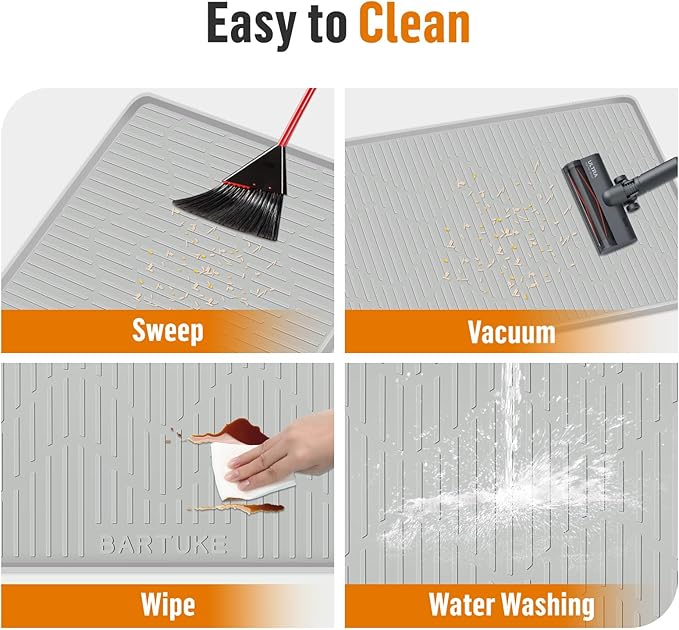 Silicone Cat Litter Mat, 27" x 27" Large Cat Litter Box Mat Litter Trapping Mat for Scatter Control, Waterproof, Soft on Kitty Paws, Clean Floor (Grey)