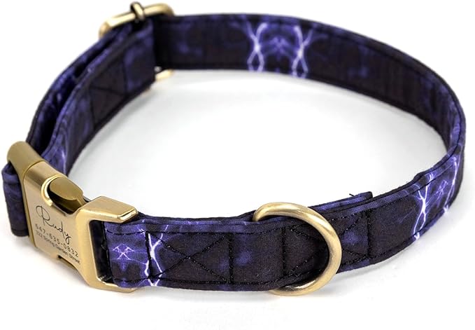 Personalized Dog Collar with Name and Phone Number Engraved,Adjustable Custom Puppy Collar,Organic Cotton Pet Collar for Small Medium Large Boy Girl Dogs