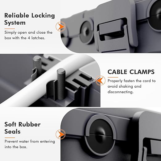 RESTMO 5-Piece Outdoor Waterproof Electrical Box Set – 12.5" x 8.5" x 5" Large & 7.1" x 2.3" x 2.3" Small, Weatherproof Boxes for Power Strip, Outlet, Plug, Socket, Timer, Holiday Light, Gray