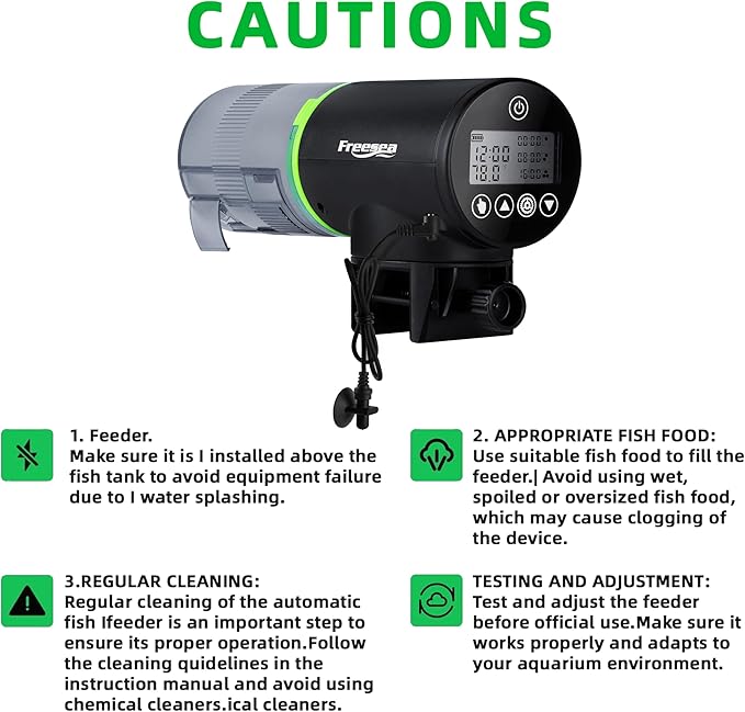 FREESEA Aquarium Automatic Fish Feeder: Programmable Auto Food Dispenser - Smart Fish Tank Vacation Timer Feeder (Battery Operated)