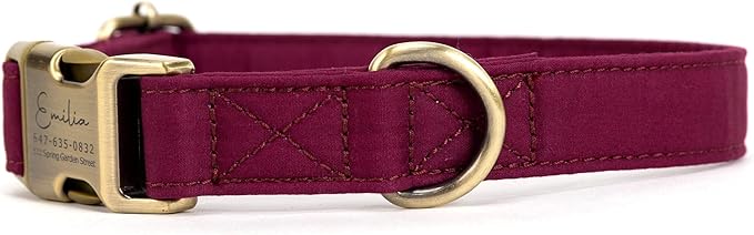 Personalized Dog Collar with Name and Phone Number Engraved,Adjustable Custom Puppy Collar,Organic Cotton Pet Collar for Small Medium Large Boy Girl Dogs