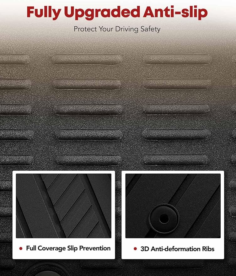 YHTAUTO Floor Mats & Cargo Liner Fit 2021-2026 Ford Bronco(Not Sport) 4 Door, TPE All Weather Floor Liner Odorless Custom Fit Car Mats, 1st 2nd Row and Trunk Mat Full Set Bronco Accessories