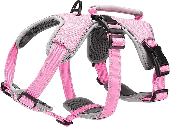 BELPRO Multi-Use Support Dog Harness, Escape Proof No Pull Reflective Adjustable Vest with Durable Handle, Dog Walking Harness for Big/Active Dogs (Pink, M)