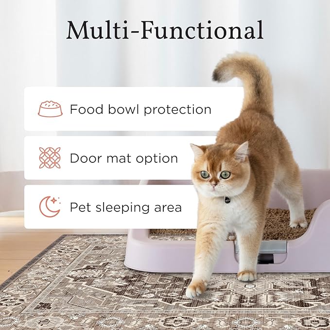 Lovewag Cat Litter Mat 2 Pack - Large 36x48 Machine Washable Easy Clean Non-Slip Waterproof Trapping Mats for Cats - Bohemian Jewel