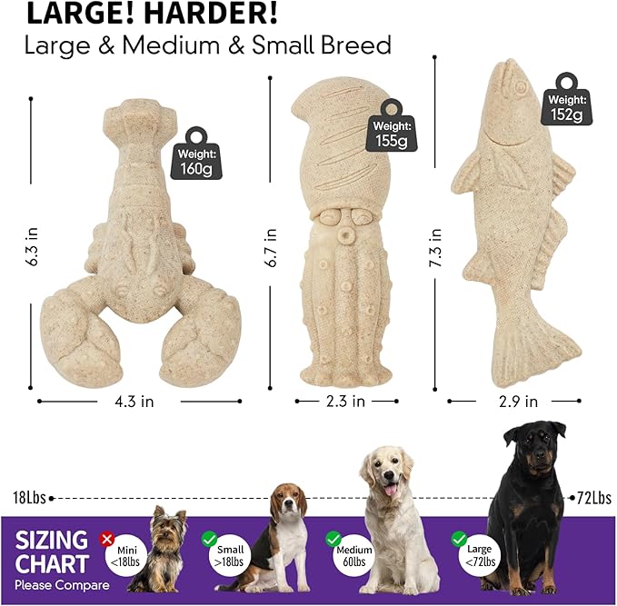 Dog Toys for Aggressive Chewers, 3 Pack Indestructible Dog Chew Toys, Super Chewer Toys with Tough Nylon for All Breed Sizes, Teeth Cleaning & Training, Boredom Relief