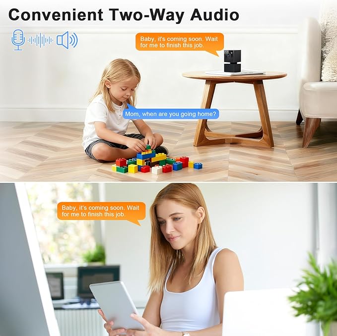 2K Security Camera Indoor - 5G&2.4G WiFi Cameras for Home Security, Pet/Dog/Baby Monitor with Phone APP 360Pan/Tilt, One-Tap Call 911, Al Motion Tracking, 24/7 Recording, Night Version