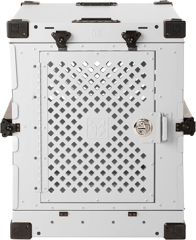 Impact Collapsible Dog Crate - Foldable Hard Crate for XXL Dogs - Heavy Duty Travel Kennel with Powder-Coated Aluminum - Quick Setup for Indoor & Outdoor (White, 48" (48" L x 27" W x 33" H))