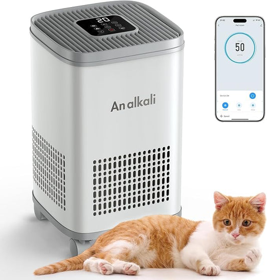 Pet freshens and removes odors for Large Rooms up to 2200 Sq.Ft | alkali Filter & Activated Carbon | Smart PM2.5 Sensor, APP & Remote Control | 3 Washable Filters, LED Display| Odor & Allergy Removal