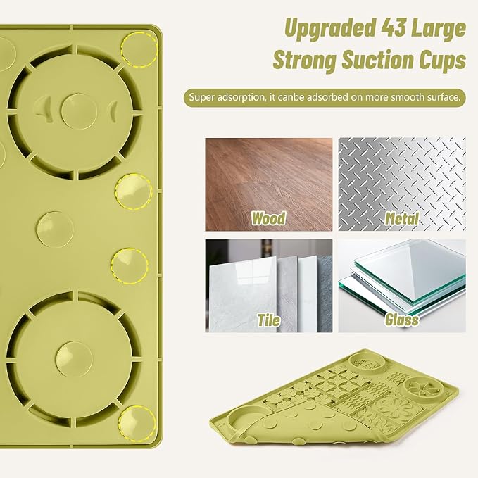 Large Silicone Snuffle Mat, 32"x 20" Dog Lick Mat with Suction Cups, Slow Feeder for Small | Medium | Large | Multiple Dogs Slow Eating, Boredom Reducer (Green)