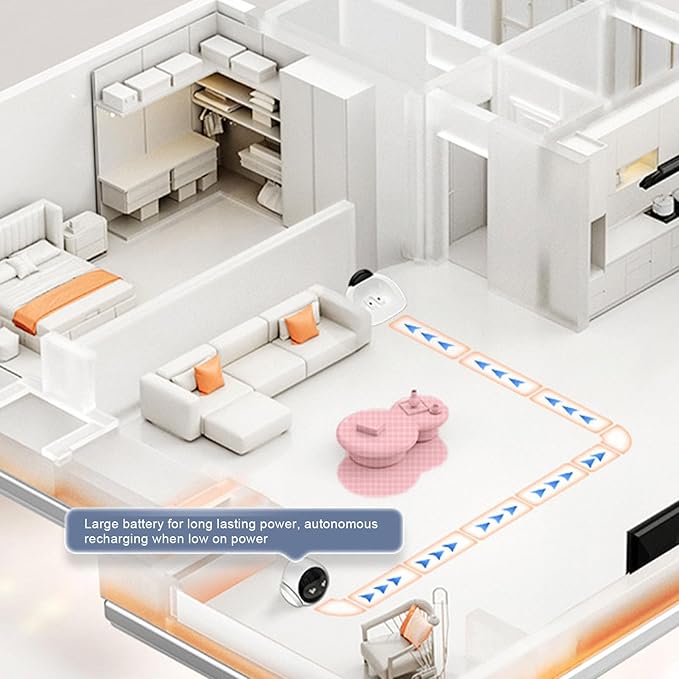 Asixxsix Pet Camera Robot, Wireless 1080P 360 Rotation 121 Wide Angle Indoor Movable Security Camera with Night Vision, 2 Way Talk, Motion Detection Video Recording for Cats Baby