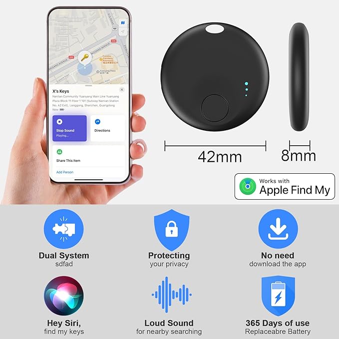 Tracker Tag for Android or iOS, Tracker Tags-4 Pack Smart Tag, Dual System Both iOS and Android Tracker Tags, Apple Find My or Google Find Hub App, Keys Finder Item Locator for Wallets (Black)