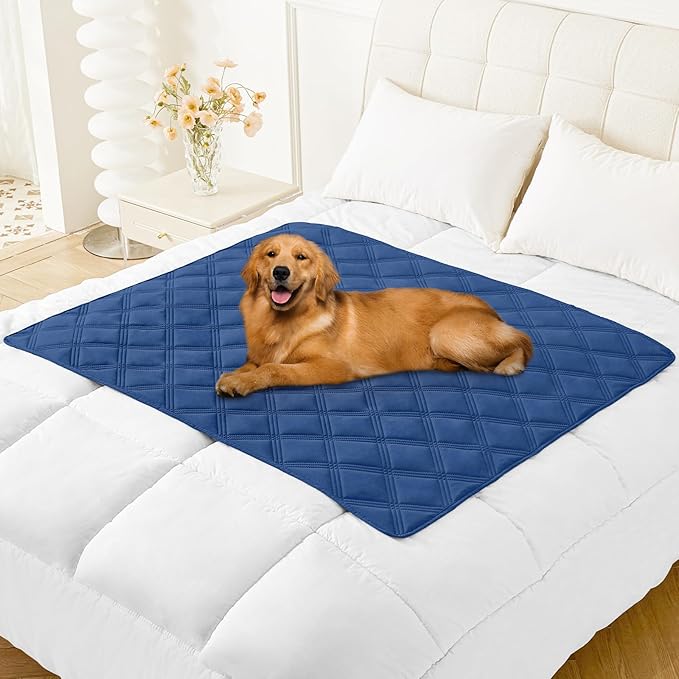 Smiry Waterproof Dog Bed Cover Blanket 40x50, Soft Reversible Pet Blanket, Washable Leakproof Cats Dogs Couch Cover for Sofa, Couch, Furniture, Lattice, Navy/Navy