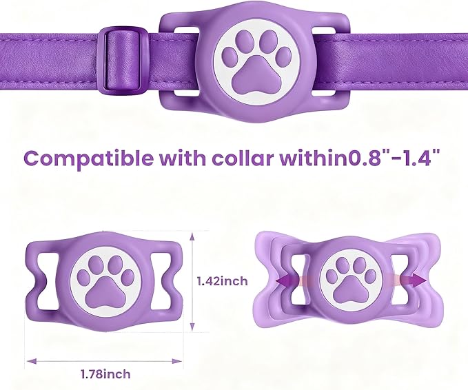 [4 Pack] TAGHELP-Airtag Dog Collar Holder, Waterproof Protective Case for Apple AirTag, Durable & Lightweight with Full-Body Protection, Soft Silicone (Pink Blue & Purple Green)