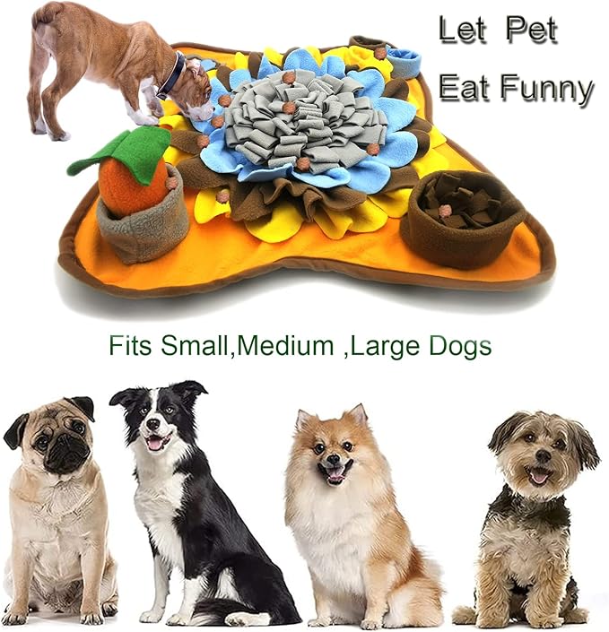 Dogs Snuffle Mat Pet Feeding Mats Puppy Sniffing Pad,Cat Doggies Interactive Puzzle Toys for Multiple Breeds Encourages Natural Foraging Skills,Training and Stress Release (Grey Brown)