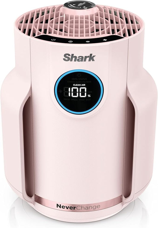 Shark Air Purifier for Home, NeverChange Compact Pro, for Bedroom, Nursery, Home Office, Dorm, HEPA-Exceeding Filter, Captures Pollutants, Pet Dander, Dust, Odor, Smoke, and More, HP072PK, Quartz