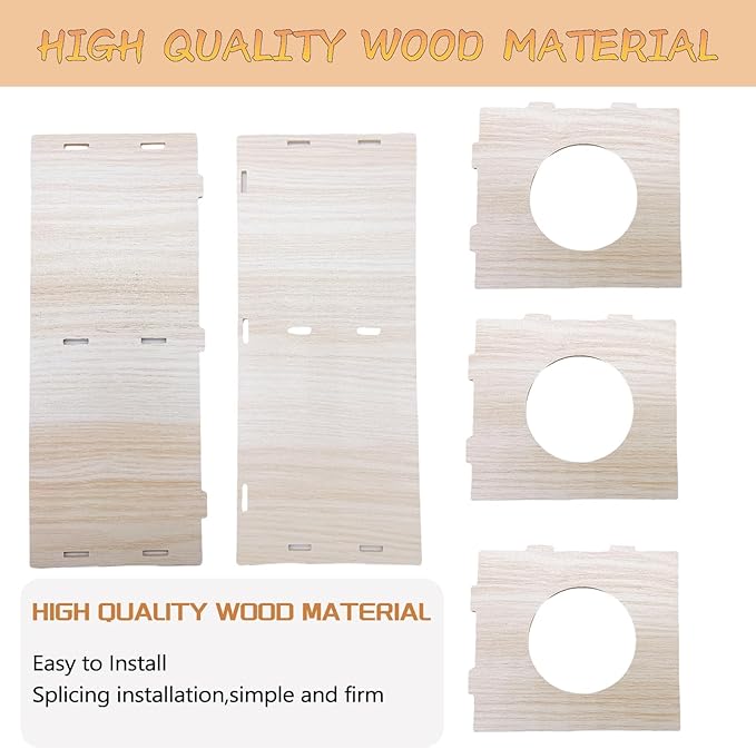 Hamiledyi Wooden Hamsters 2-Chamber Hideout-Tunnel Multi Chamber Exploring Toy Hamster Exploring Tunnel Toy for Hamsters Mice (L)