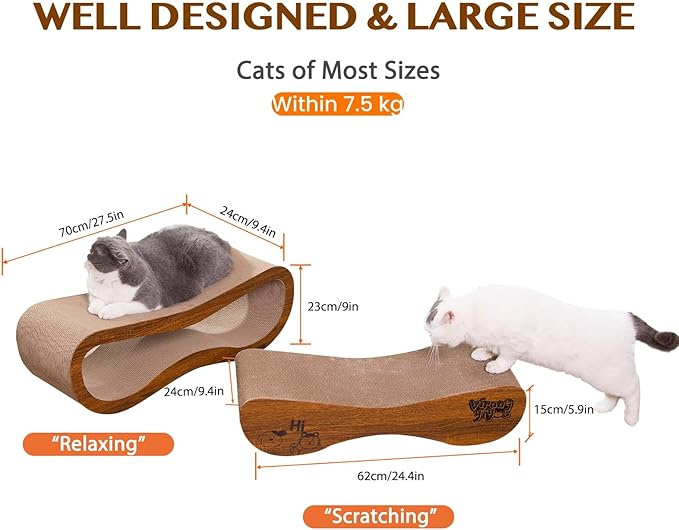 Cat Scratcher 2 in 1 Scratchers for Indoor Cats Scratching Board Cardboard, Horizontal Corrugated Scratch Pad for Cats as Beds & Furniture Reversible Sofa Scratch