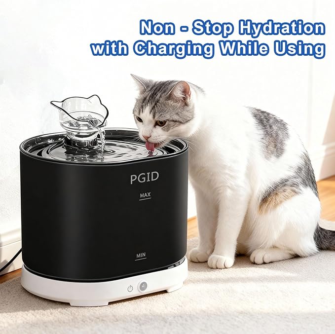 Cordless Cat Water Fountain for Drinking, 5000mah Battery Operated Pet Dog Water Fountain, 74oz/2.2L Automatic Cat Water Dispenser for Cats Dog Indoor Outdoor