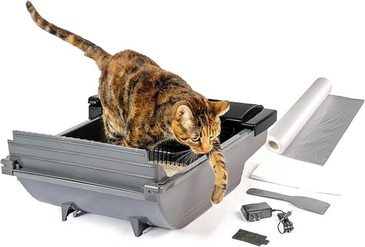 Pet Zone Smart Scoop Litter Box Value Pack, Self Cleaning, Hands-Free Large Litter Box, Easy to Clean