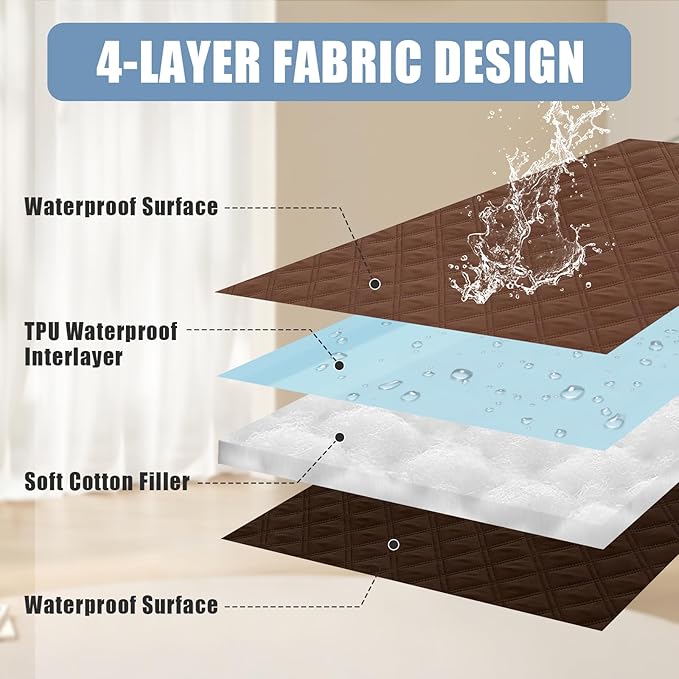 Smiry Waterproof Dog Bed Cover Pet Blanket, Soft Washable Dog Blanket for Furniture Bed Couch Sofa Reversible, Checkered (30"x90", Brown/Chocolate)