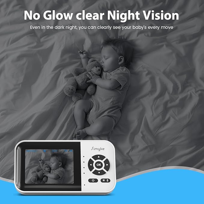 Dual Mode Baby Monitor,1080p Video APP,2.8'' IPS Screen,10-Hour Streaming,Smart AI Humanoid&Cry Detection,Camera&Audio,Two-Way Talk,Night Vision,Lullaby,1500ft Long Range,Video playback&storage