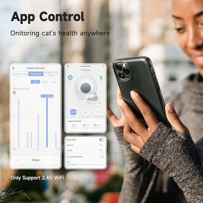 ELS PET S2 Automatic Cat Litter Box Self Cleaning for Multi Cats, APP Control Smart Litter, Pearl White