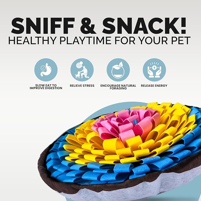 PET ARENA Snuffle Mat for Dogs - Adjustable Interactive Puzzle Toy for Large & Small Breed Slow Feeder for Mental Stimulation & Stress Relief Encourages Natural Foraging Ideal for Indoor & Outdoor Use