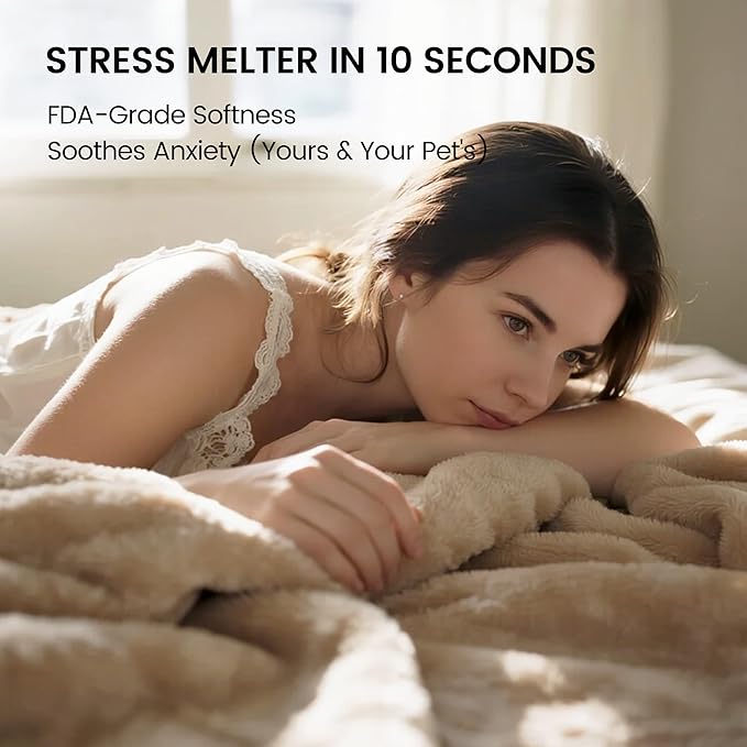 gogobunny Waterproof Bed Blanket, Reversible Sherpa Fleece Throw Blanket for Dog Puppy Cat, Furniture Cover Protects Bed Couch Sofa from Liquid Pee and Pet Fur (Beige, 90x108 inches)