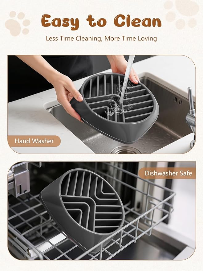 KASBAH Slow Feeder Dog Bowls Large Breed, Holds 5 Cups Wet or Dry Food for Large and Medium Dogs,Puzzle Maze for Fast Eaters,Square Base,Non-Slip, Made Without BPA,Helps Prevent Bloat & Aid Digestion