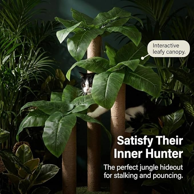 31.5Inch Cat Scratching Post,Cat Scratcher Tree with 3 Scratching Poles & 2 Interactive Dangling Balls,Cats Scratching Posts for Indoor Kitten & Adult Cats