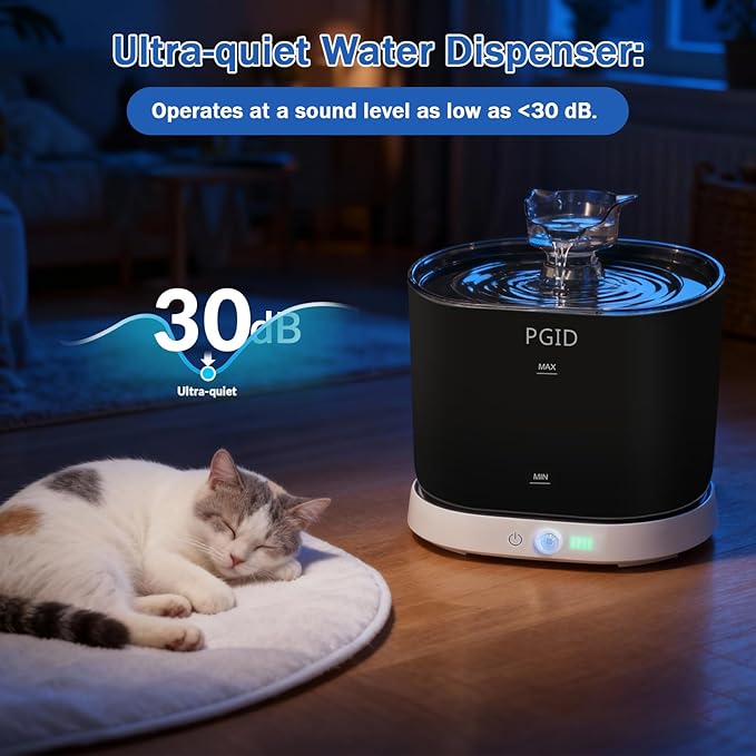 Cordless Cat Water Fountain for Drinking, 5000mah Battery Operated Pet Dog Water Fountain, 74oz/2.2L Automatic Cat Water Dispenser for Cats Dog Indoor Outdoor