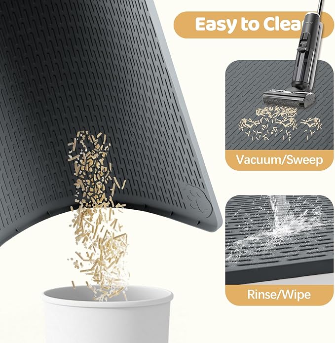 Cat Litter Mat, XL Extra Large 40" x 40" Silicone Mat Litter Trapping Mat for Scatter Control, Soft on Kitty Paws, Easy to Clean (Dark Grey)