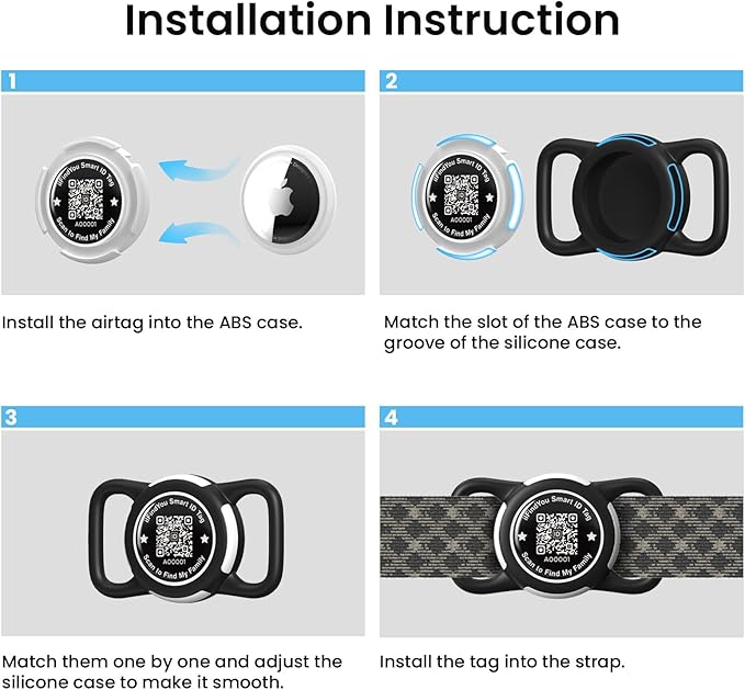 Waterproof AirTag Dog Collar Holder for Apple Tracker QR Code Case Rose Red