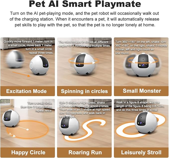 Robot Camera on Wheels, Mini Family Bot 3X Zoom 2K Pet Camera Robot, Indoor Movable Security Camera with 2 Way Talk,Blinky Bot Night Vision, Distance Bot App Control for Pet Cats/Dogs/Baby/Elderly