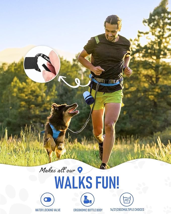 lesotc Dog Water Bottle, Portable Water Dispenser with Bowl, Leak Proof Pet Travel Squeeze Bottle, Puppy Essentials Dog Stuff Accessories for Outdoor Walking, Hiking, Camping