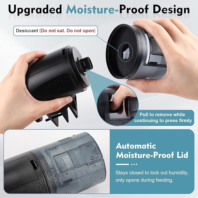 fishkeeper Automatic Fish Feeder for Aquarium - Moisture-Proof and Precision Feeding Auto Fish Food Dispenser with LCD Display Adjustable Betta Vacation Feeder with 2 AA Batteries (200ml)