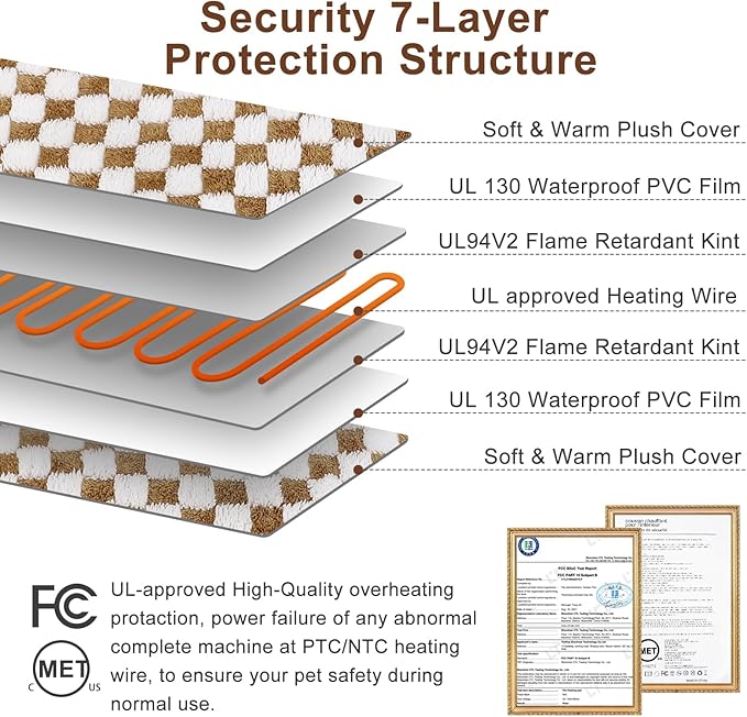 MIXJOY Heated Cat Bed, 11 Adjustable Temperature Cat Heating Pad Indoor with Timer, Pet Heat Pad for Cats Dogs, Electric Dog Heating Pads with Washable Cover, Heated Pet bed-18''x16'', Small