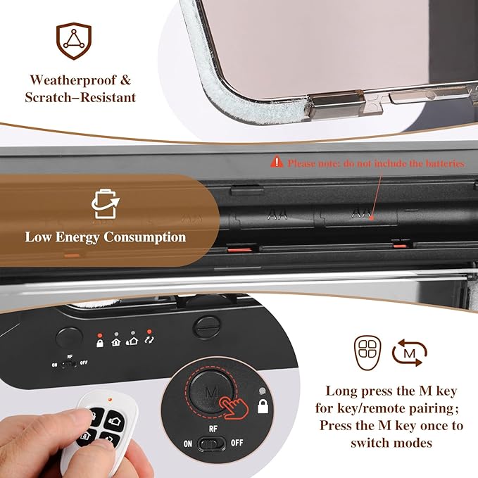 Smart Cat Door for Interior & Exterior, Flap Opening is 7.67’’ (H) by 7'' (W), RFID Cat Pet Door with 3 RFID Collar Sensor Keys & 1 Remote & 4 Way Locking Cat Flap, Automatic Opening Cat Door ﻿(Black)