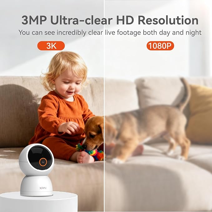 Indoor Camera Wireless, 3K Indoor Camera No Subscription,360° Motion Detection Room Cameras for Google TV, 5G Wireless Cameras with 2-Way Audio, Security Cameras for Baby and Pet