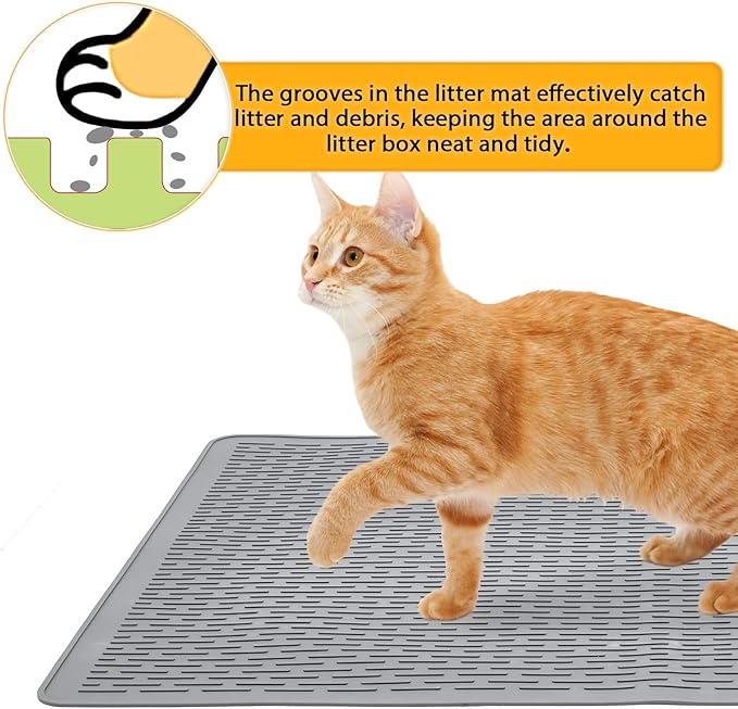 Cat Litter Mat,Waterproof Soft Litter Mat,39x27in Large Rubber Litter Box Mat,Washable Cat Litter Mat Litter Trapping Mat Easy to Clean,Indoor Floor Xl Kitty Litter Mat