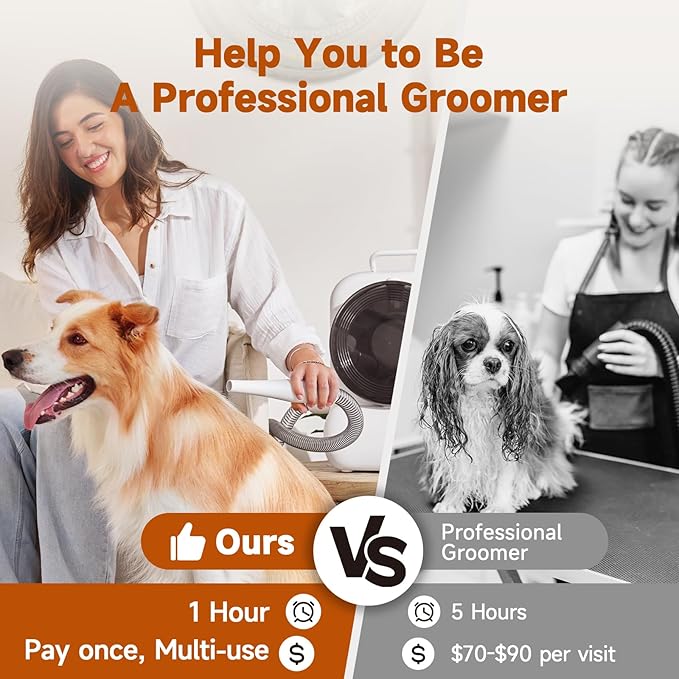 BONJELA Pet Grooming Vacuum & Dryer with 5 Dog Grooming Kit for Shedding Grooming, Dog Grooming Vacuum Cleaner