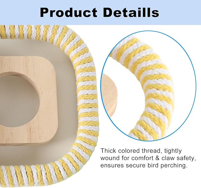 2PCS Parrot Perch Stand Toy,Bird perches for cage,Parrot Wood Platform,Bird Perch with Food Bowl,Bird cage Accessories