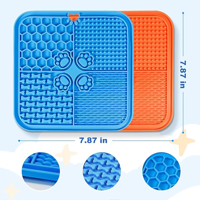 Lick Mat for Dogs, Dog Lick Mat with Suction Cups Dog Food Mats and Slow Feeder Cat Bowl for Dogs Anxiety Relief Cats Enrichment Toys for Pet Bathing Station and Cat Grooming3Pack (Blue&Orange&Green)