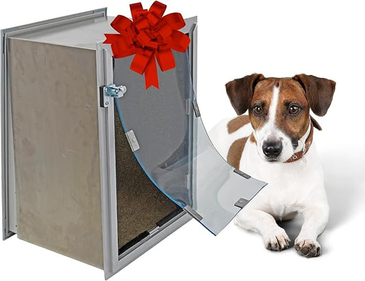 Elbert Mountain Pet Door - Wall Model | Cat & Dog Door | Adjustable Tunnel Fits Up to 10" Walls | Energy-Efficient Single Vinyl Flaps | Locking Security Cover | Durable Aluminum Frame