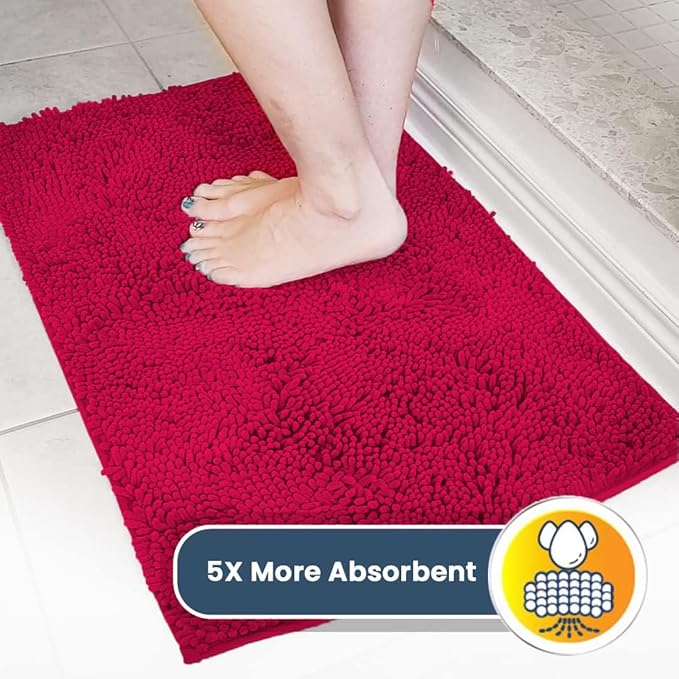 Muddy Mat® | Super Absorbent Door Mat Indoor, Microfiber Quick Dry Chenille Entryway Rug, Non-Slip Front Door Mat, Indoor Mats for Entryway, Machine Washable Pet Rug, Maroon 36"x60"
