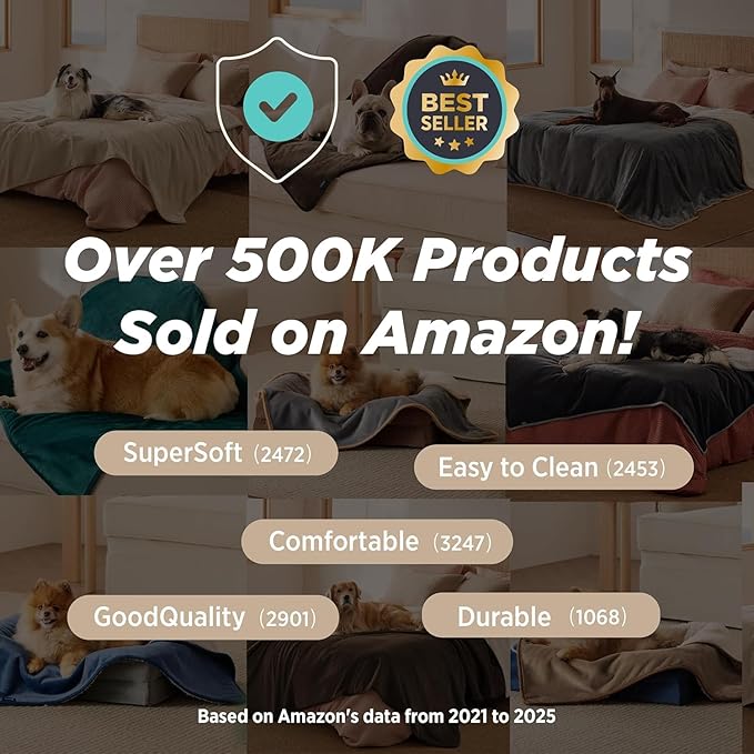 Bedsure Waterproof Dog Blankets for Large Dogs - Large Cat Blanket Washable for Couch Protection, Sherpa Fleece Puppy Blanket, Soft Plush Reversible Throw Furniture Protector, 40"X50", Grey