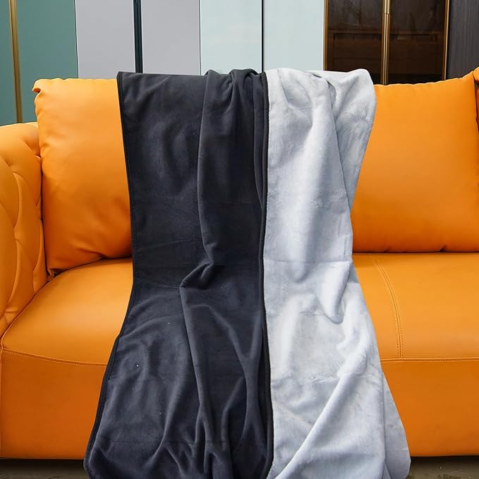 Waterproof Blanket for Bed Couch Sofa, Reversible & Reusable Cat, Dog Blanket Waterproof Washable, Small Water Resistant Blankets, Leakproof (40"x60", Black/Light Grew)